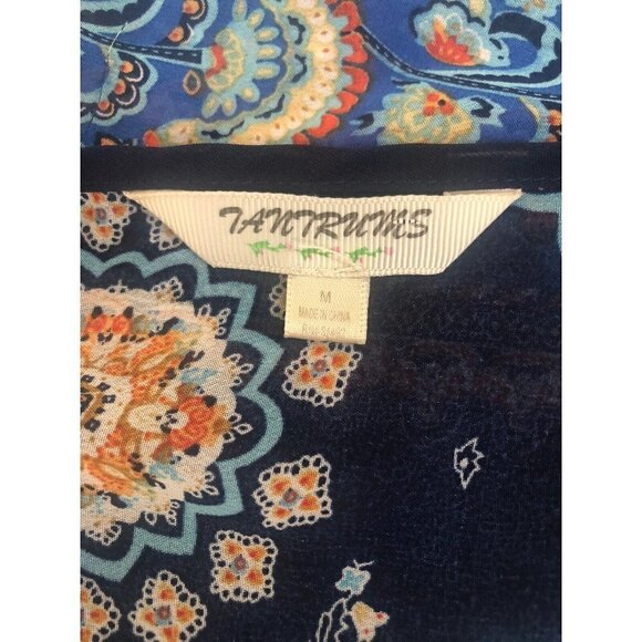 Tantrums Womens Blouse Multicolor Short Sleeve  Boho Size M - Picture 6 of 7